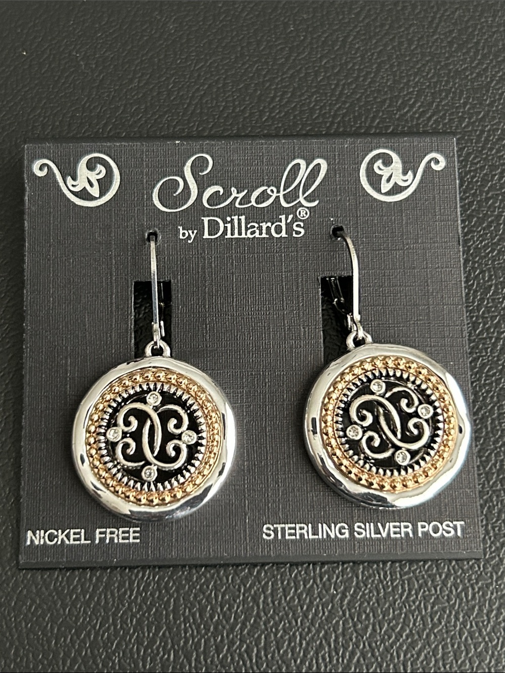 Two-Tone Drop Earrings — Black and Gold